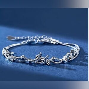 Elegant Sterling Silver 925 Butterfly Bracelet